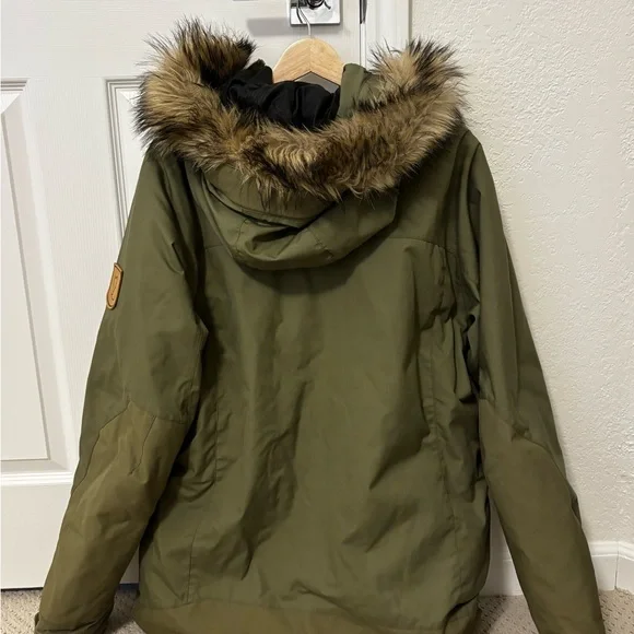 Olive Green Parka with Faux Fur Hood